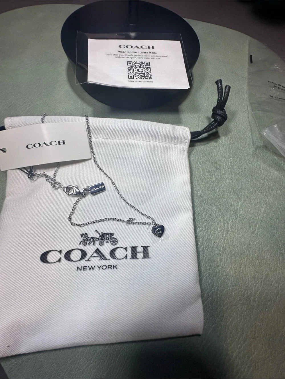 NWT Coach Heart-Shaped Pendant Necklace Silver Tone C Logo Charm | MSRP: $95